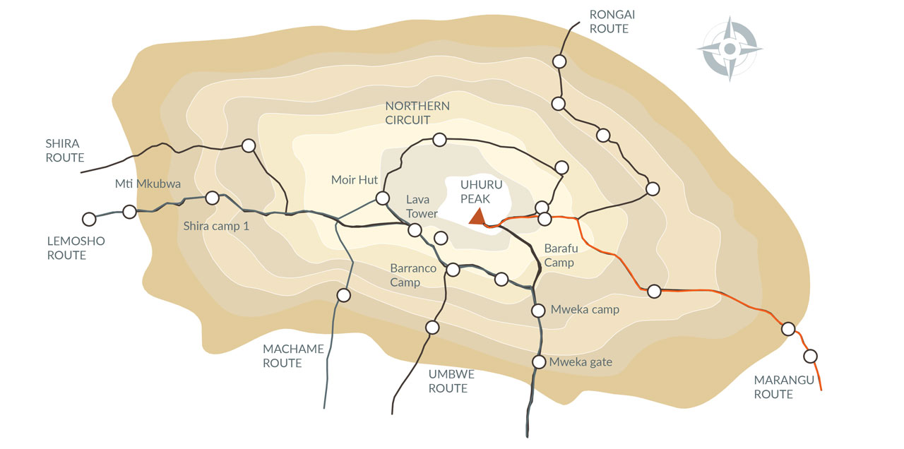 Marangu Route map